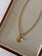 Goldene Halskette mit Charms und münzen wasserfest vergoldet edelstahl