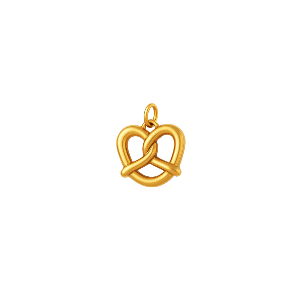 Goldene pretzel charm Anhänger 
