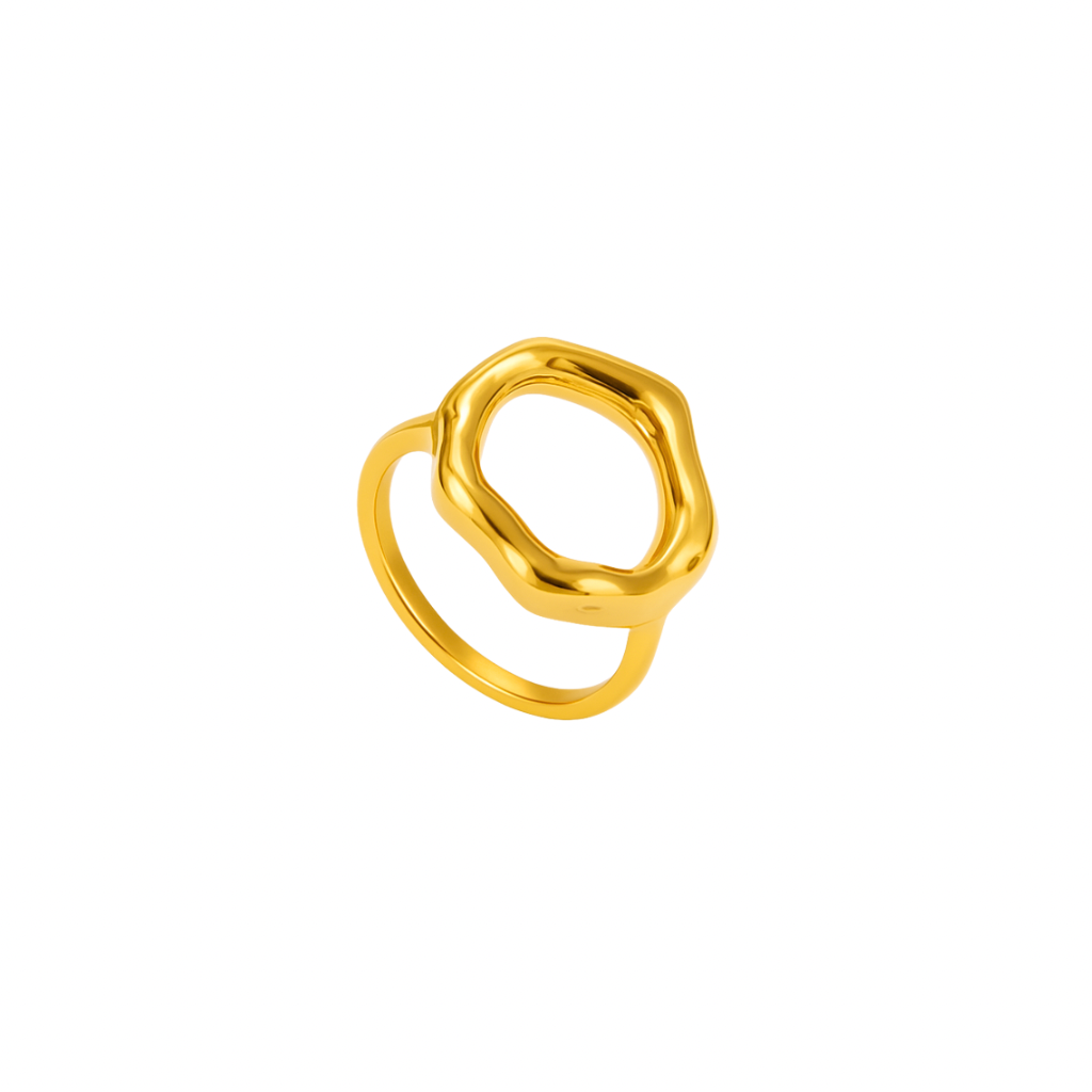 Wasserfester goldener verformter minimaler ring 18k vergoldet 