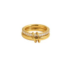 Wasserfester goldener layered gestapelter ring 18k vergoldet 