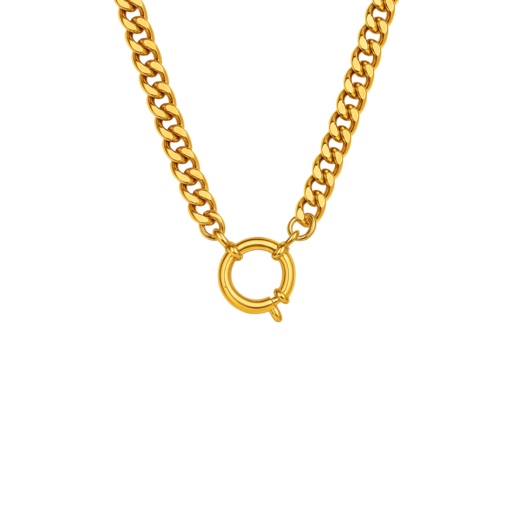 Goldene Kette mit rundem Charm-Clip