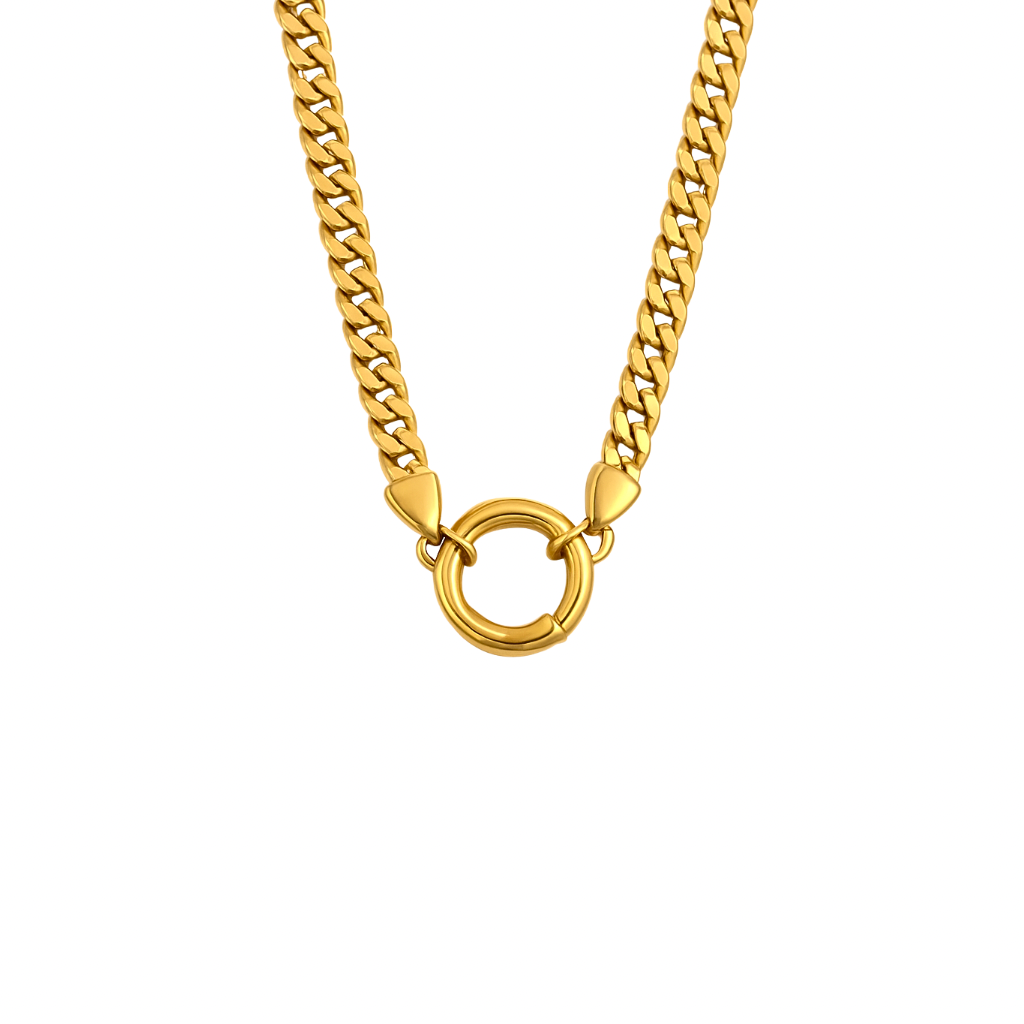 Goldene Kette mit rundem Charm-Clip