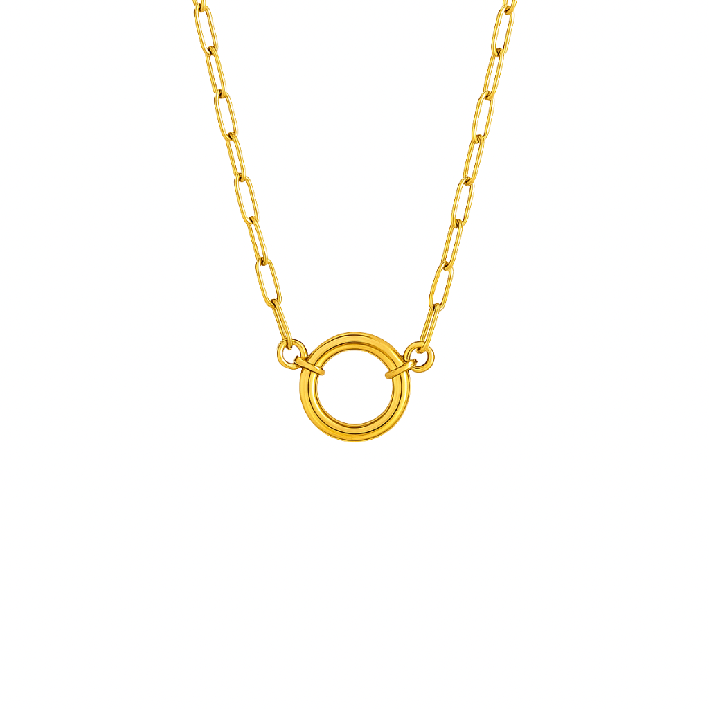 Goldene schmale Kette mit rundem Charm-Clip