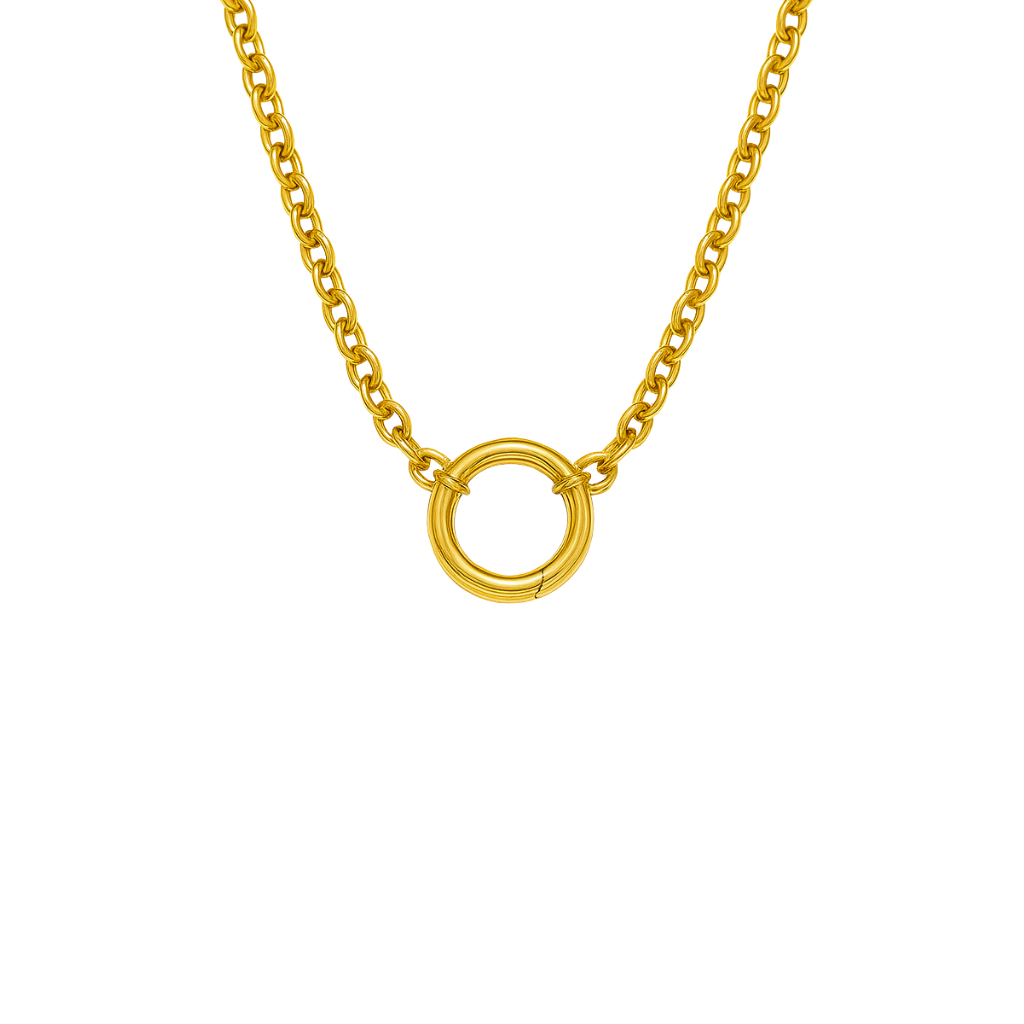 Goldene Kette mit rundem Charm-Clip