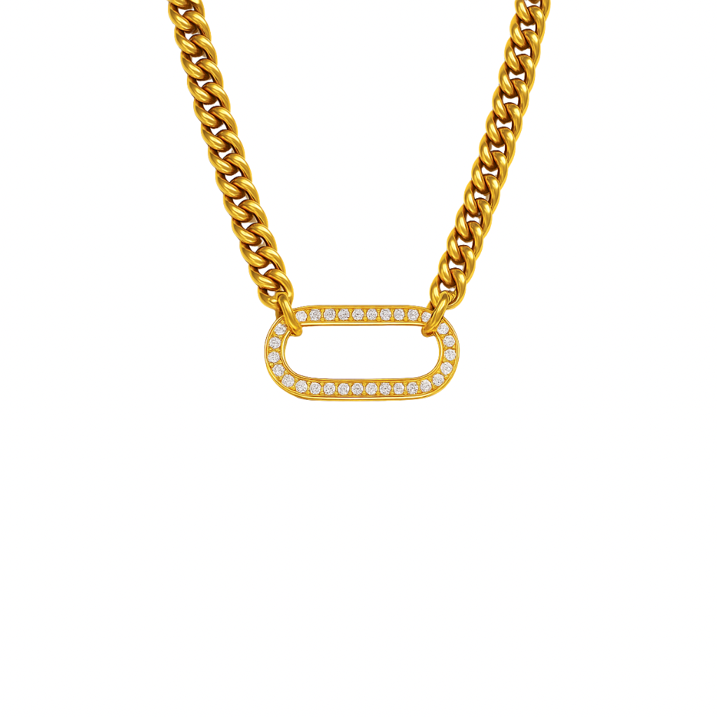 Vergoldete Kette mit ovalem Zirkonia-Anhänger