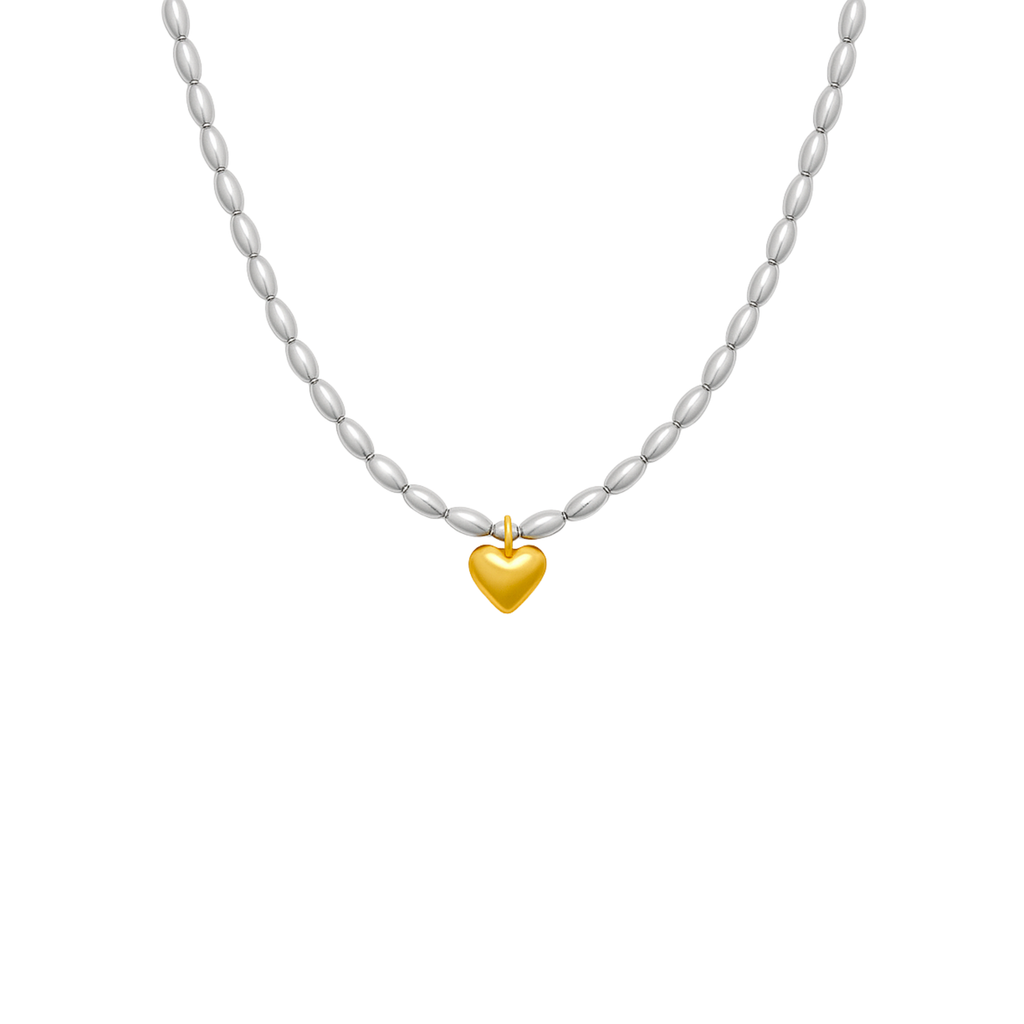 Silberne Halskette mit goldenem Herzanhänger