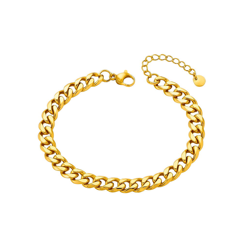 Goldenes Panzerarmband mit feiner Gliederkette