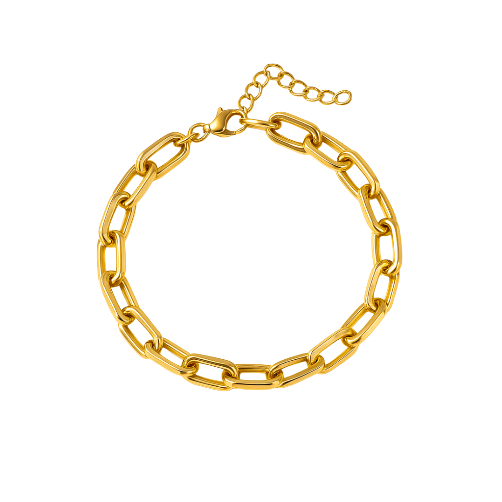 Goldenes Gliederarmband mit länglichen Kettenelementen