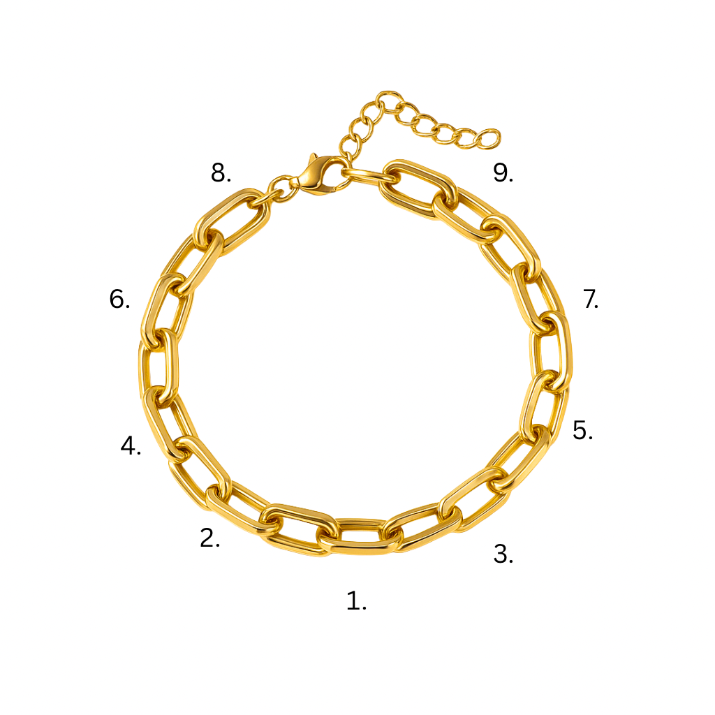 Goldenes Gliederarmband mit länglichen Kettenelementen