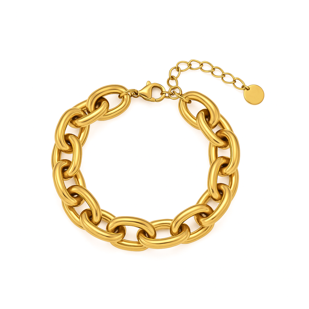 Massives goldenes Gliederarmband mit runden Kettengliedern