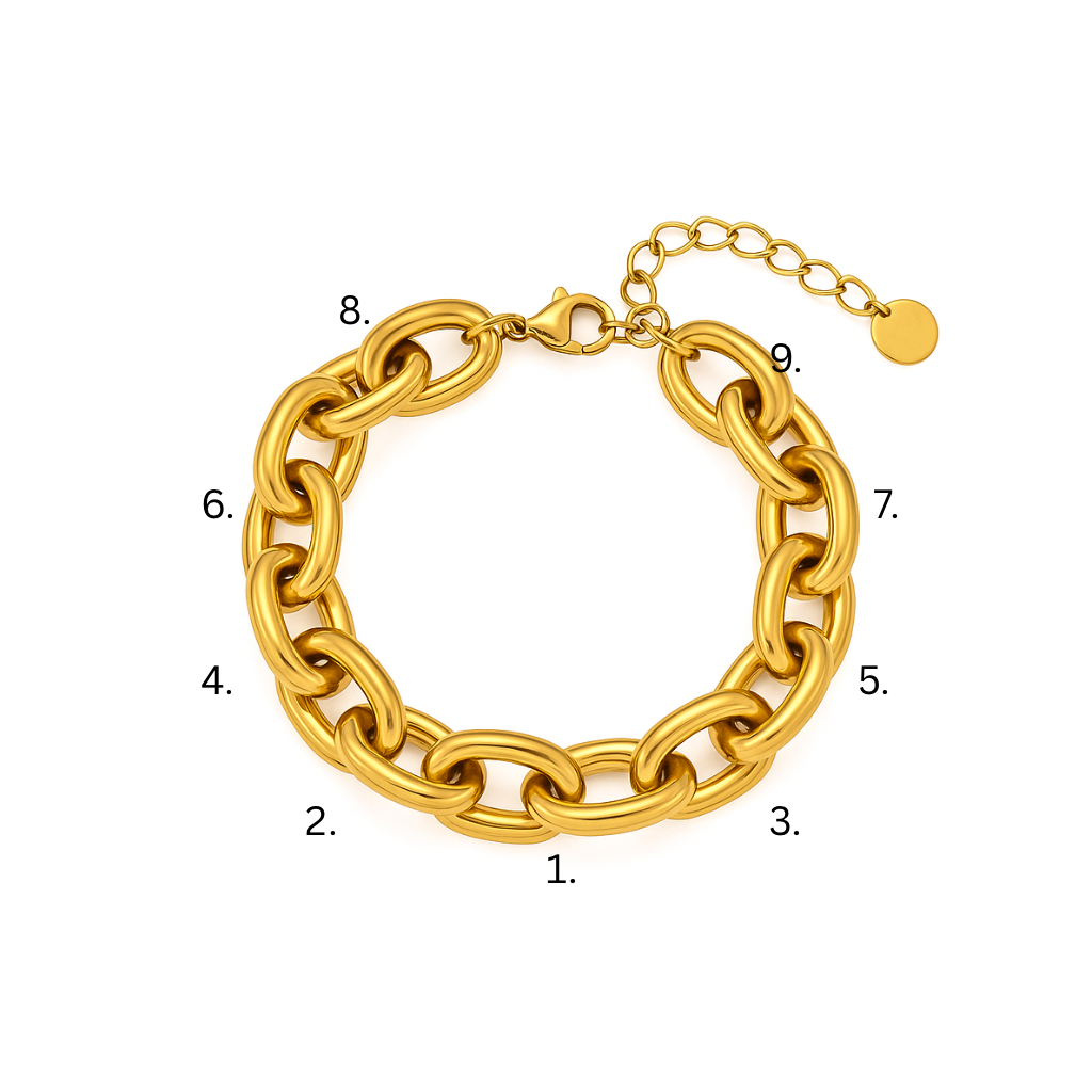 Massives goldenes Gliederarmband mit runden Kettengliedern