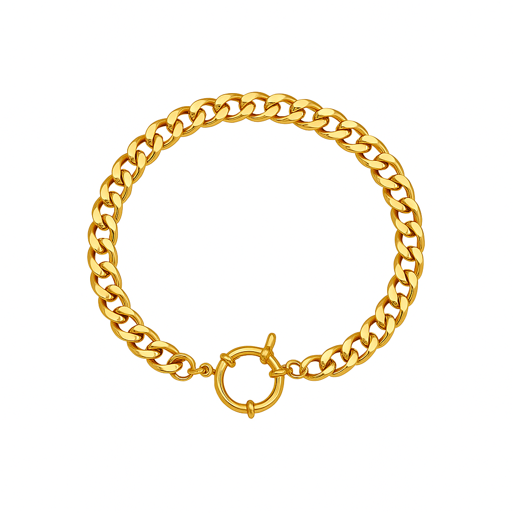 Panzerketten Armband gold mit rundem Karabinerverschluss