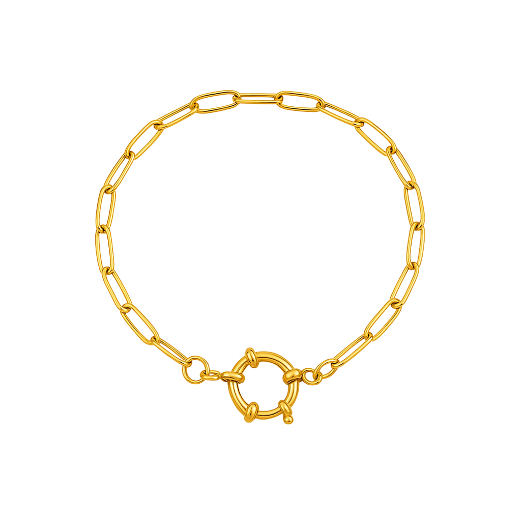 Panzerketten Armband gold mit rundem Karabinerverschluss