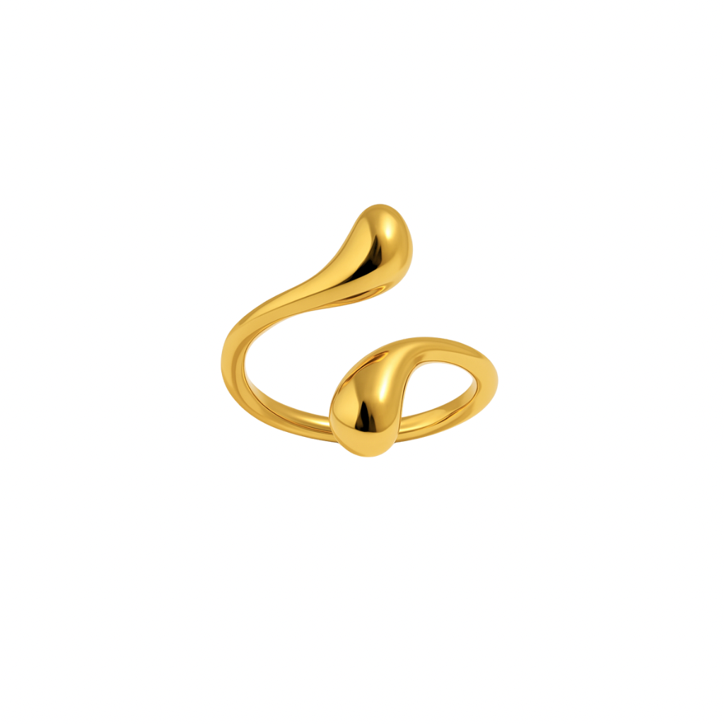 Wasserfester goldener ästhetischer tropfen ring 18k vergoldet 