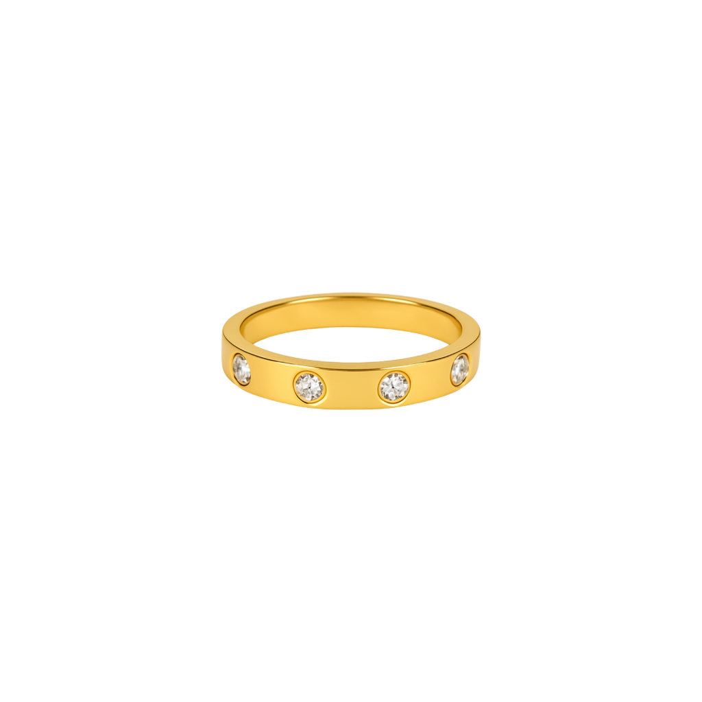 Wasserfester goldener steinchen ring 18k vergoldet 